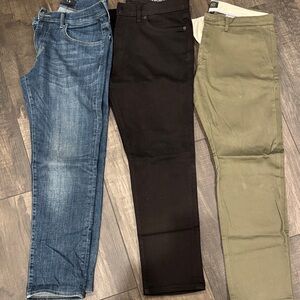 3 pair of Men's pants  Assortment - Blue, Black, and Green